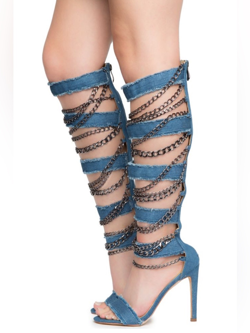 Cape Robbin Alza-77 Denim High Heel Denim Womens Size 8 Blue